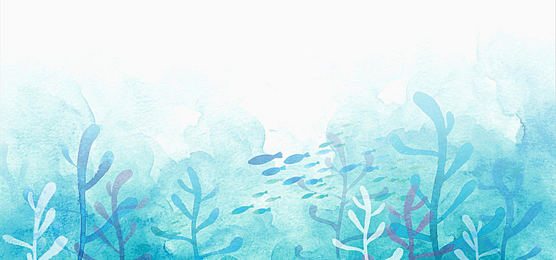 800x375 Handpainted Underwater World, Fresh, Watercolor, Beautiful