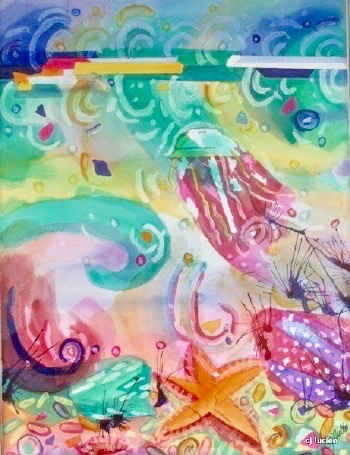 350x455 Underwater Fantasy Ii (Watercolor, Framed, 22x30