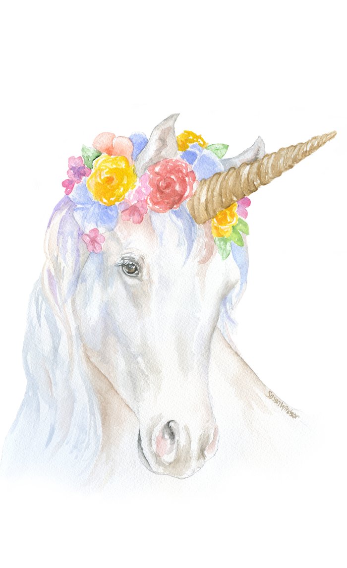 700x1146 Unicorn Watercolor Painting Window Curtains By Susanwindsor Society6