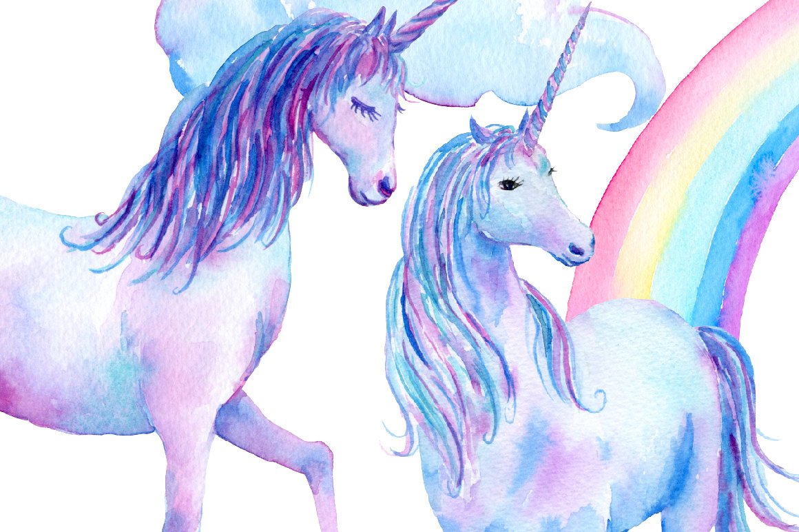 1160x772 Unicorn Clip Art, Over The Rainbow Unicorns, Watercolor Unicorn