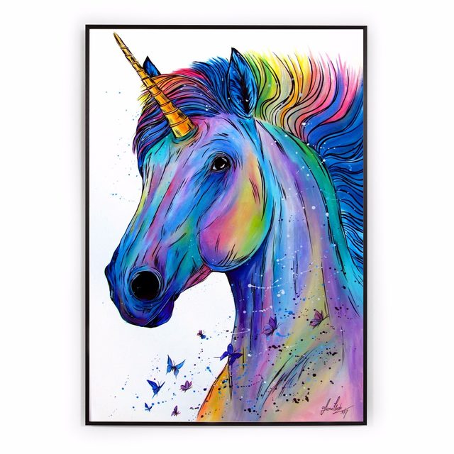 640x640 Online Shop Colorful Unicorn Watercolor Canvas Art Print Painting