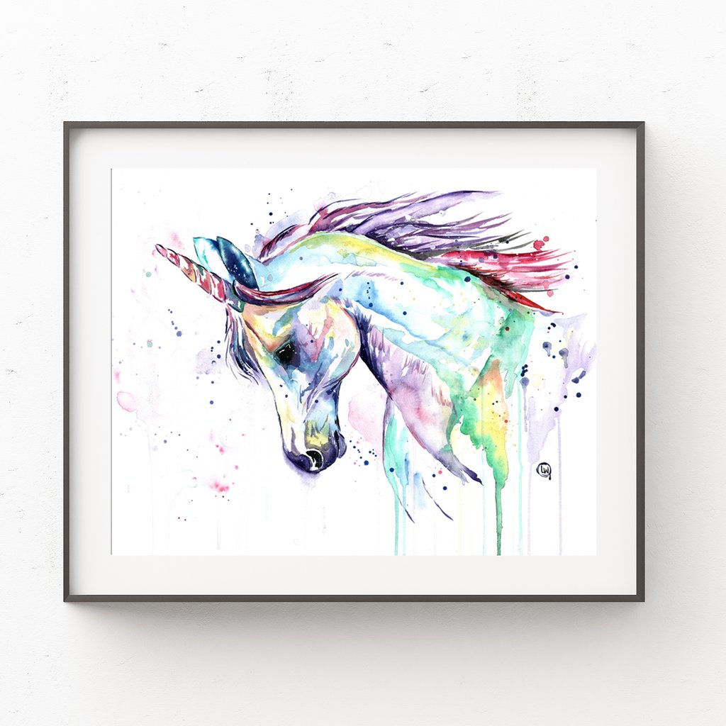 1024x1024 Original Unicorn Colorful Watercolor Painting
