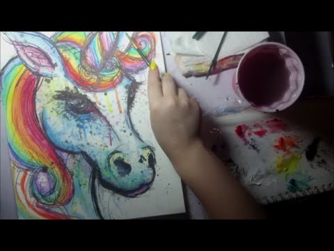 480x360 Painting A Rainbow Unicorn With Acrylic Paint On Watercolor Paper