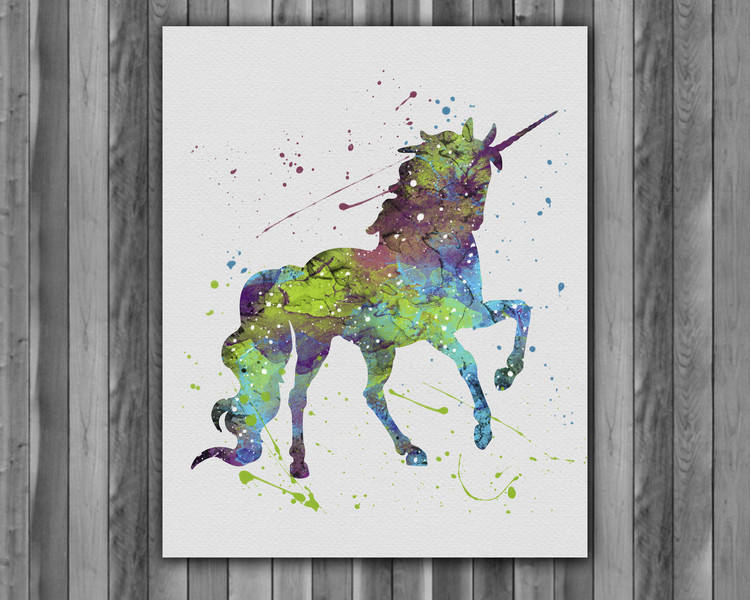 750x600 Unicorn Watercolor Print, Unicorn Fantasy Art, Disney Art, Unicorn