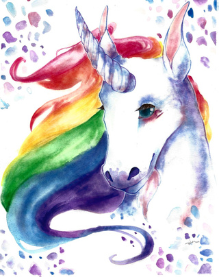 320x404 Birthday Gift Art. Rainbow Unicorn!!