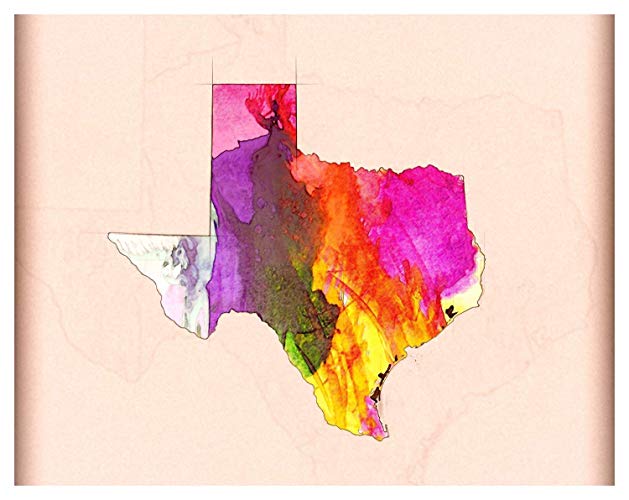 629x500 Unique Texas Map Pencilwatercolor Style Fine Art