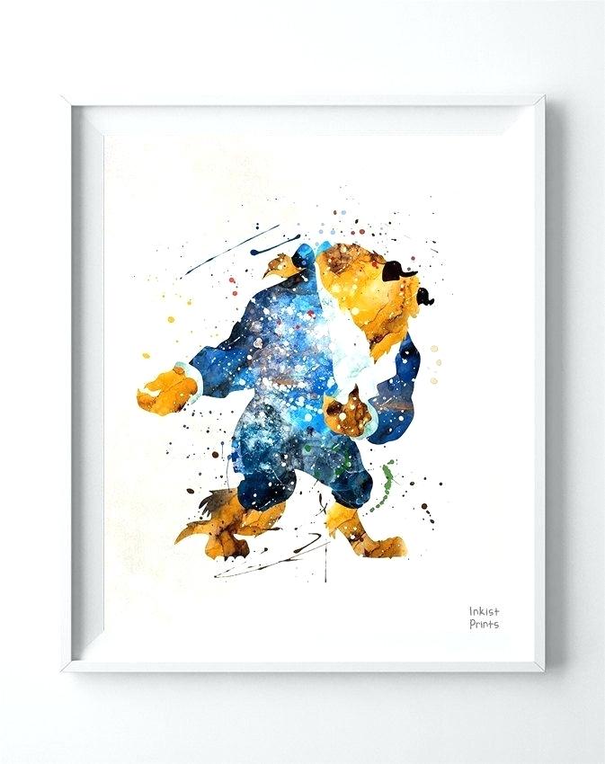 673x850 Title Beast Beauty And The Wall Art Watercolor Poster Print