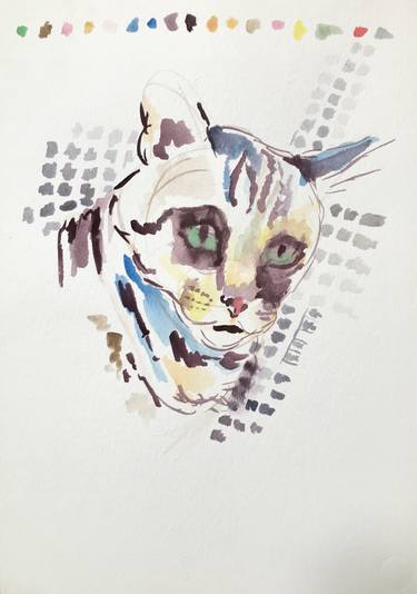 375x534 Original Impressionism Cats Watercolor Paintings From United