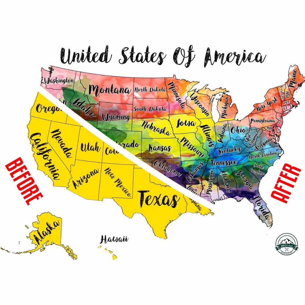 1000x1000 Scratch Off Usa Map Travel Watercolor By Mcscout Maps Mark Your