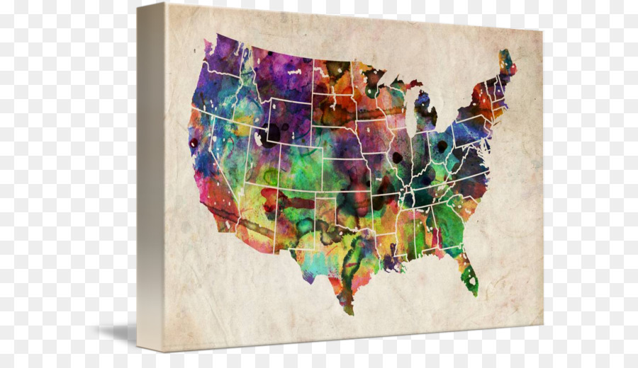 900x520 United States Watercolor Painting Art Map