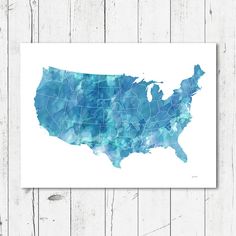 236x236 Watercolor United States Map Print United States Travel Bucket