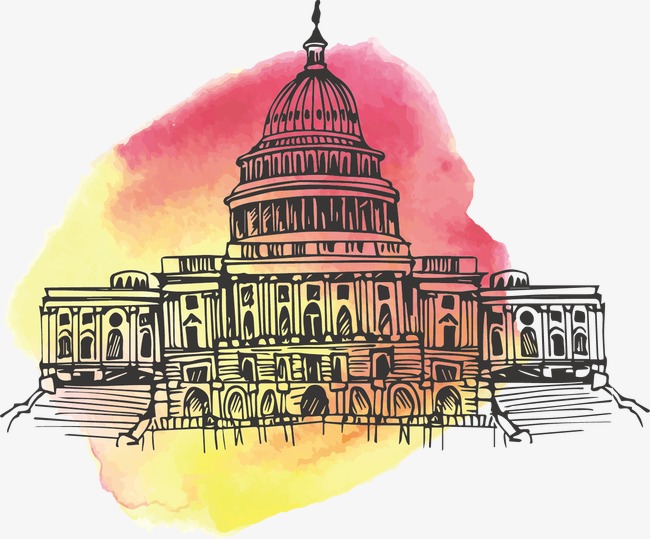 650x539 American Watercolor Landmarks, Watercolor Vector, United States