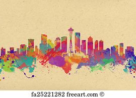 270x194 Free Art Print Of Watercolor Art Print Of The Skyline Of Seattle