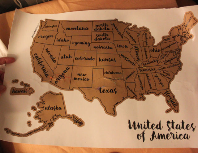 640x495 Scratch Your Travels Watercolor Art Map United States Of America