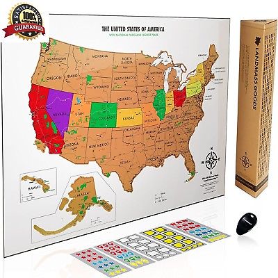 400x400 United States Of America Usa Us Watercolor Art Scratch Off Map
