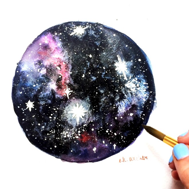 660x660 How To Paint A Watercolor Galaxy, Nebula And Night Sky 10 Tutorials