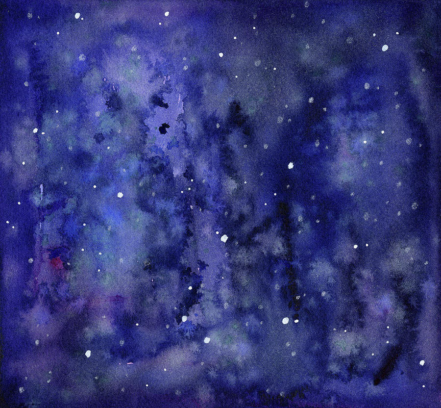 900x832 Night Sky Watercolor Galaxy Stars Painting By Olga Shvartsur