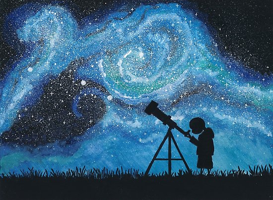 550x404 Observing The Universe ~ Watercolor Painting Posters By Csilla
