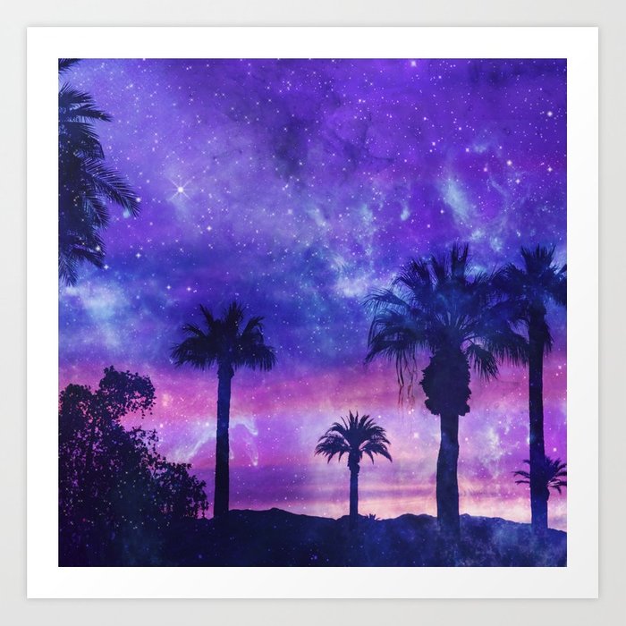 700x700 Palm Beach Galaxy Universe Watercolor Art Print By Art4u Society6