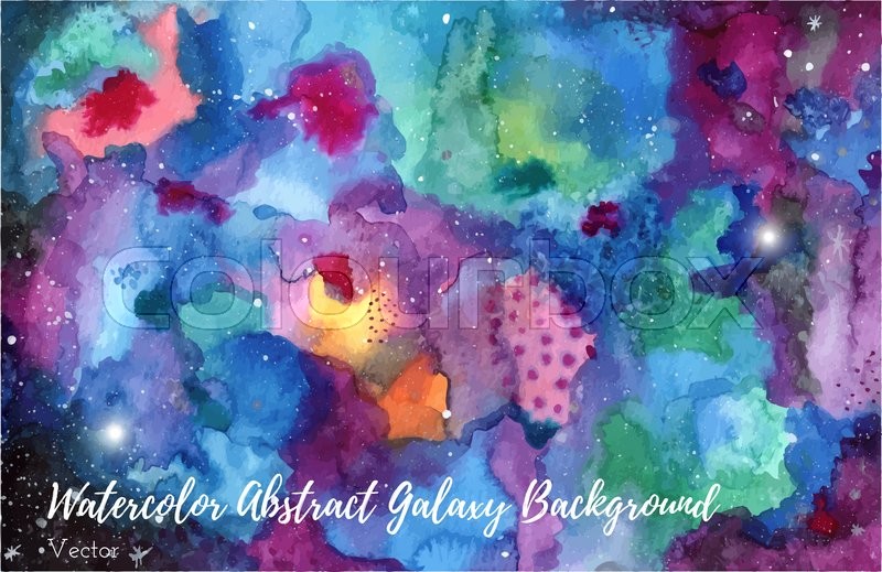 800x519 Hand Painted Watercolor Abstract Universe Or Night Sky With Stars