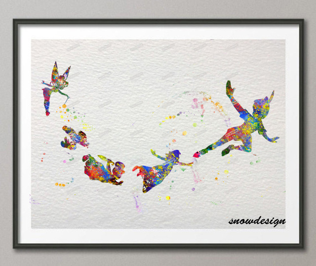640x539 Buy Diy Original Watercolor Peter Pan Wall Art