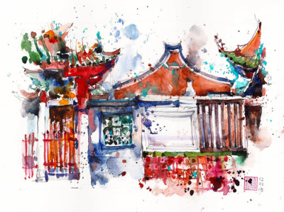400x299 Paul Wang Urban Sketching Watercolor Drawing From The Heart