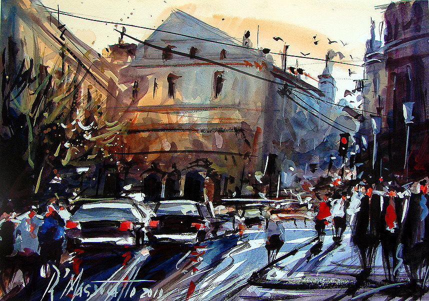 858x602 Urban Scene In Watercolor I By Ricardomassucatto
