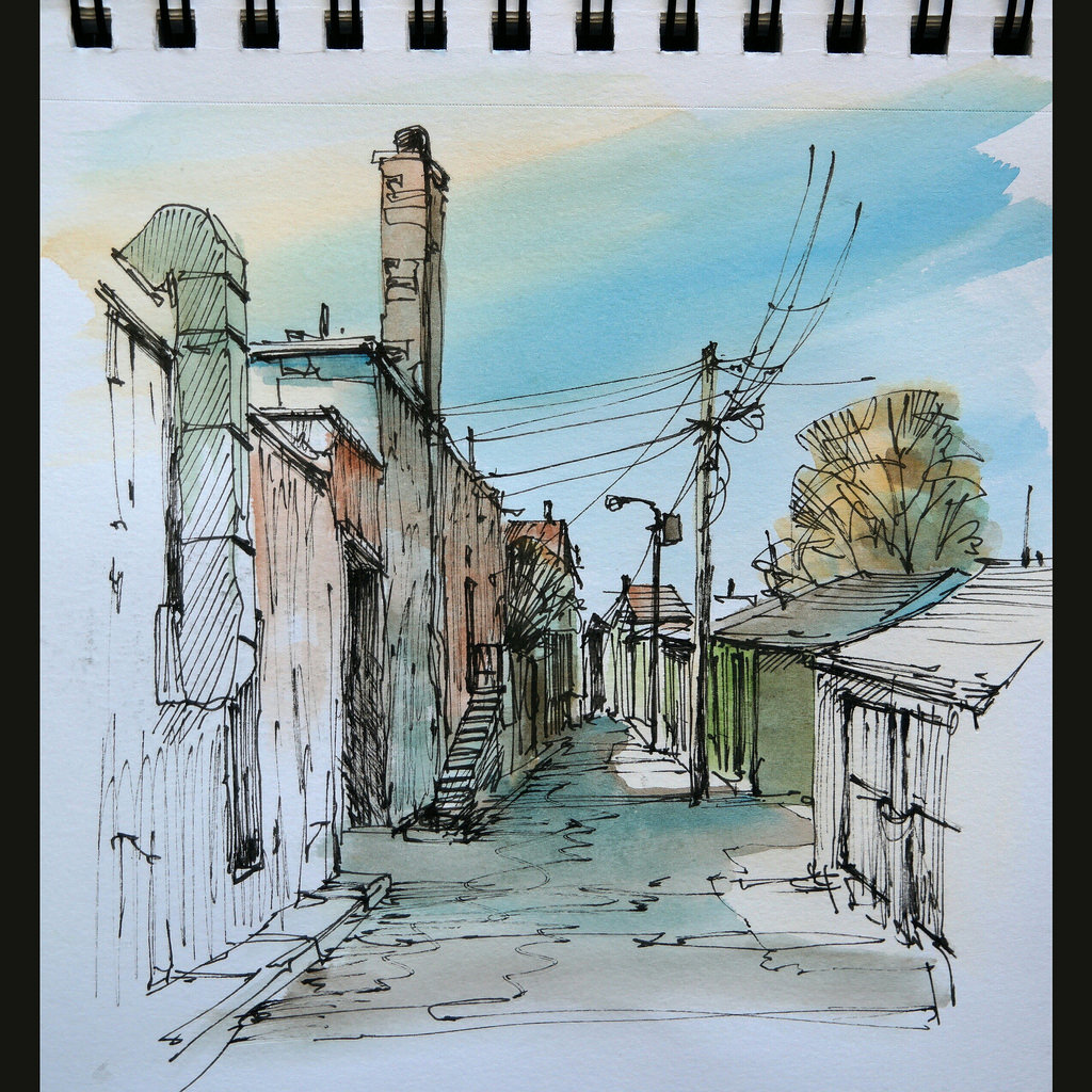 1024x1024 An Urban Sketch Painted Last December In Downtown