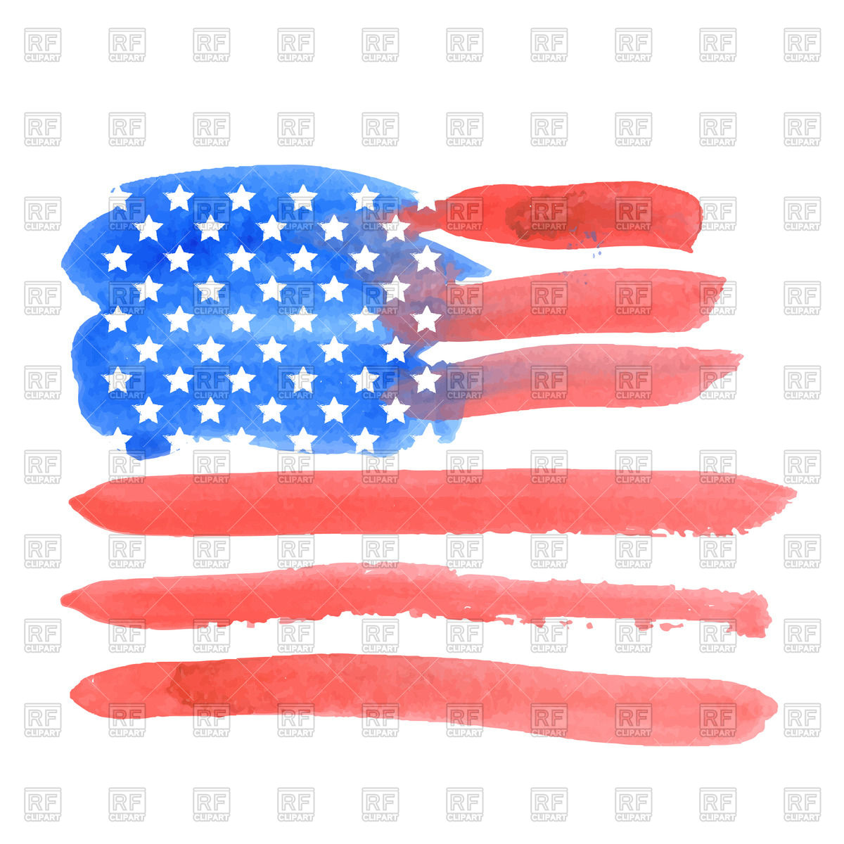 1200x1200 Usa Flag Made Of Watercolor Brushstrokes Vector Image Vector