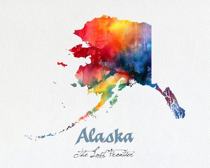 720x576 Alaska State Map Usa, Watercolor Print, Art Print, Wall Art Poster