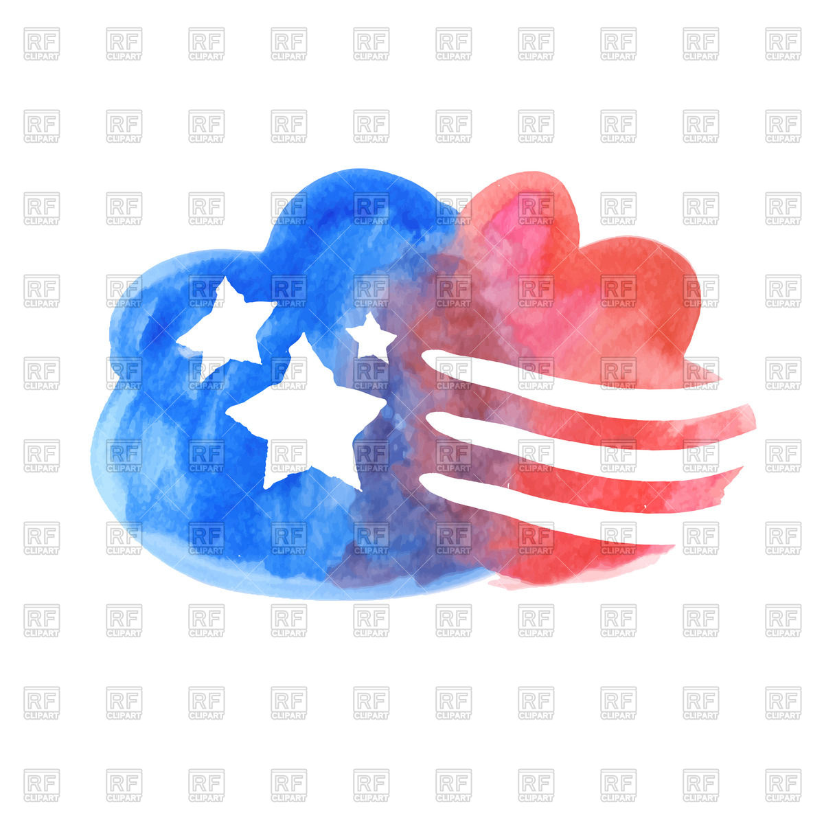 1200x1200 Watercolor Cloud With Elements Of Flag Of Usa Vector Image