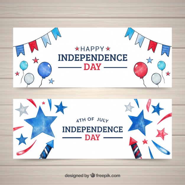 626x626 Watercolor Usa Independence Day Banners Vector Free Download