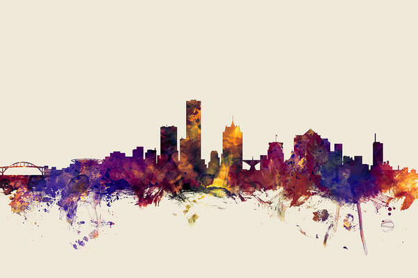 600x400 United States, Usa, City Skyline, Watercolour, Watercolor, Urban