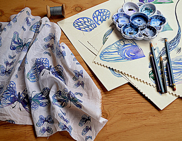 640x495 Paisley Farm Pattern Design Using Watercolor Sketches