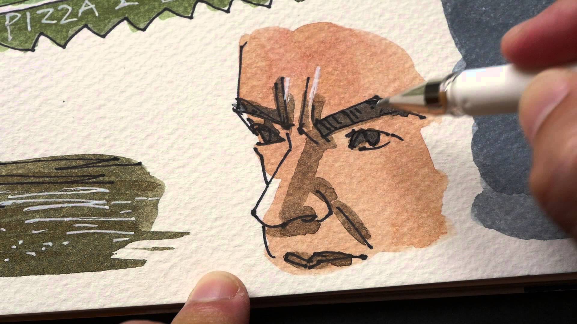 1920x1080 Using White Gel Pens With Watercolour Sketches