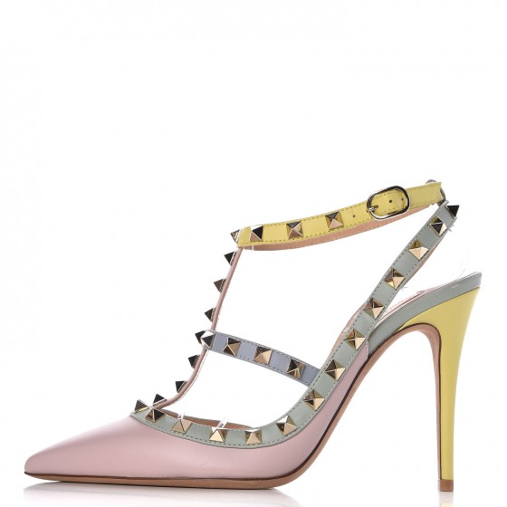 560x560 Valentino Calfskin Watercolor Rockstud Ankle Strap Pumps 38