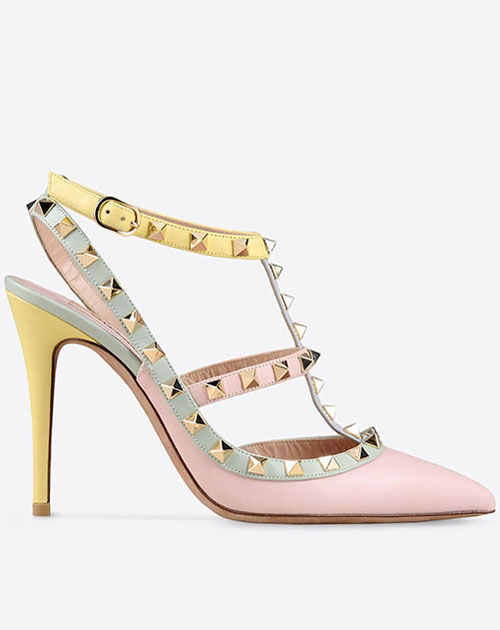 500x630 Valentino Rockstud 100mm Watercolor Leather Ankle Strap Slingback