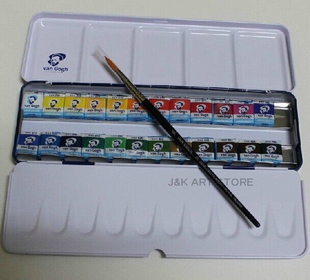 608x549 Van Gogh Watercolor 24 Color Half Pan Pocketbox,a Brush Included