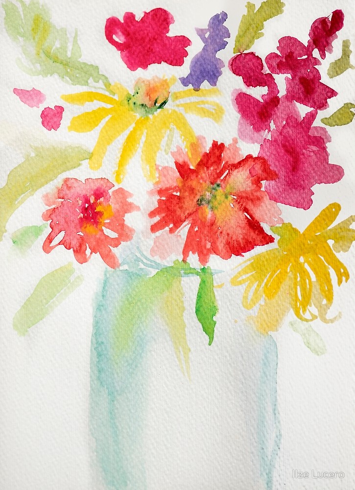 725x1000 Watercolor Flower Vase By Ilze Lucero Redbubble