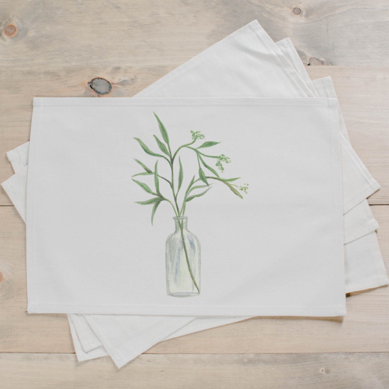1500x1500 Eucalyptus Vase Watercolor Placemat Pcb Home