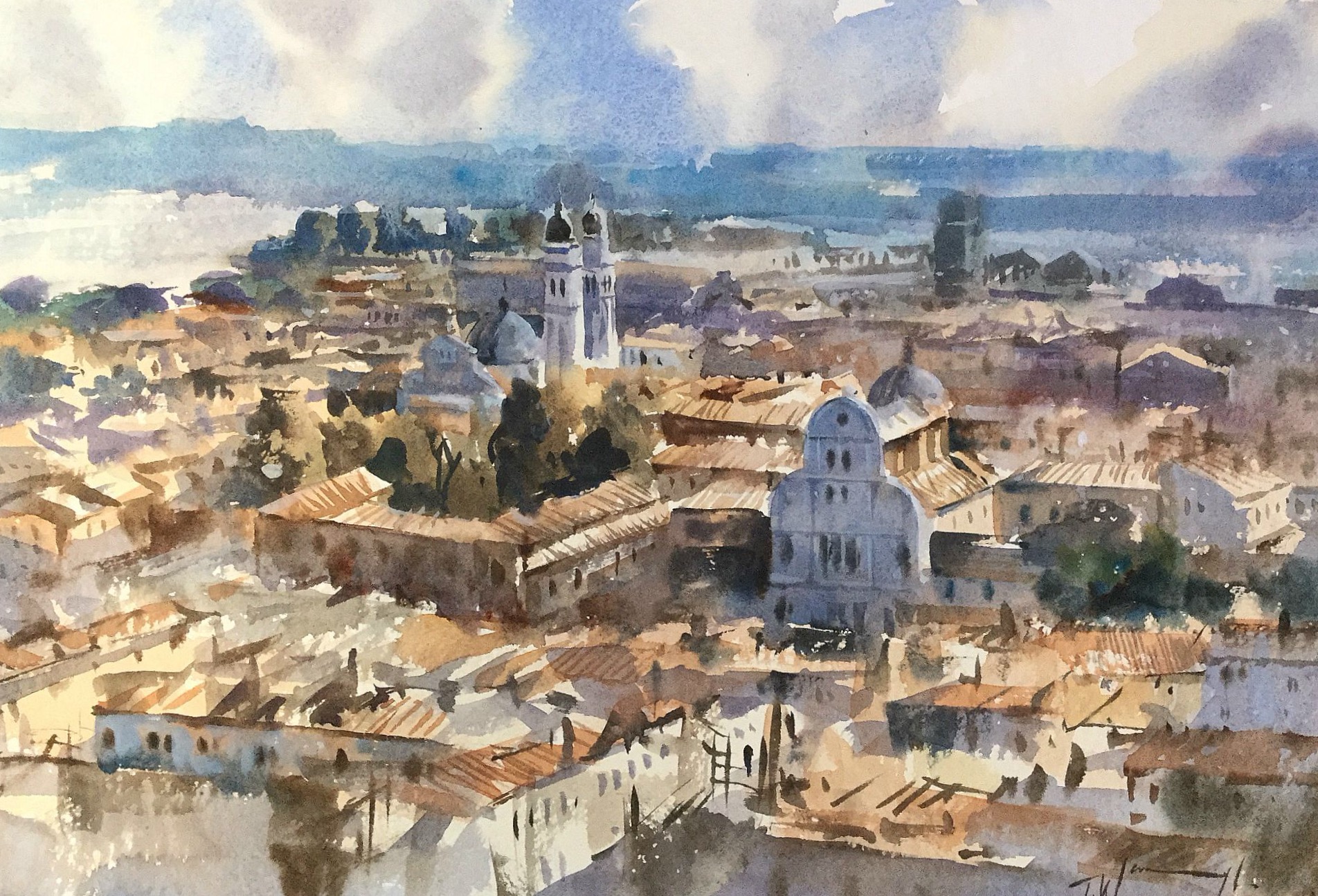 1904x1295 Ariel Venice Watercolour By International Artist Trevor Waugh