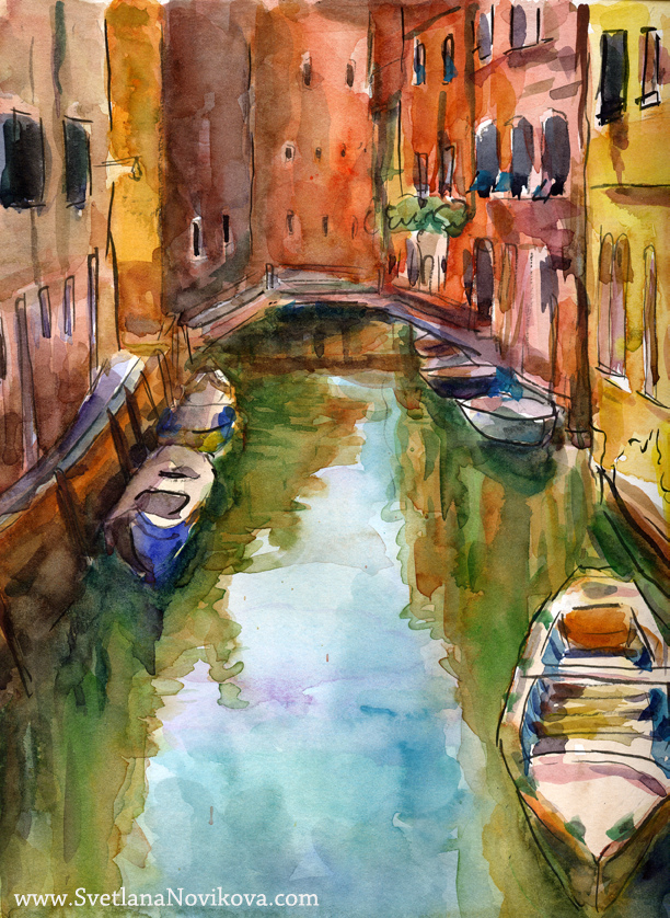 612x838 Venice Watercolor Canal Painting My Website