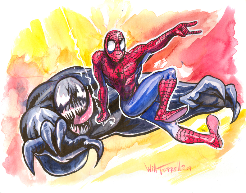 792x622 Spiderman And Venom Watercolor Sketch The Art Of Will Terrell