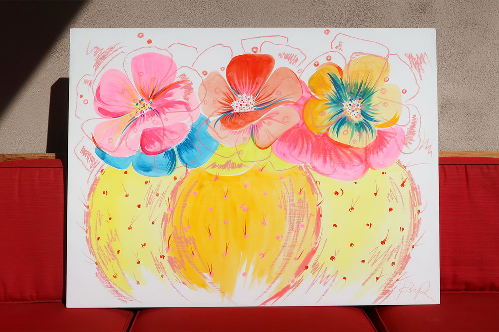 1000x667 Vibrant Barrel Blooms Original Watercolor On Wood Panel Paige Poppe
