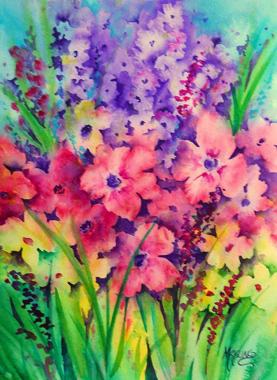 570x783 Vibrant Watercolor Of Spring Garden Flowers By Colorado Artist