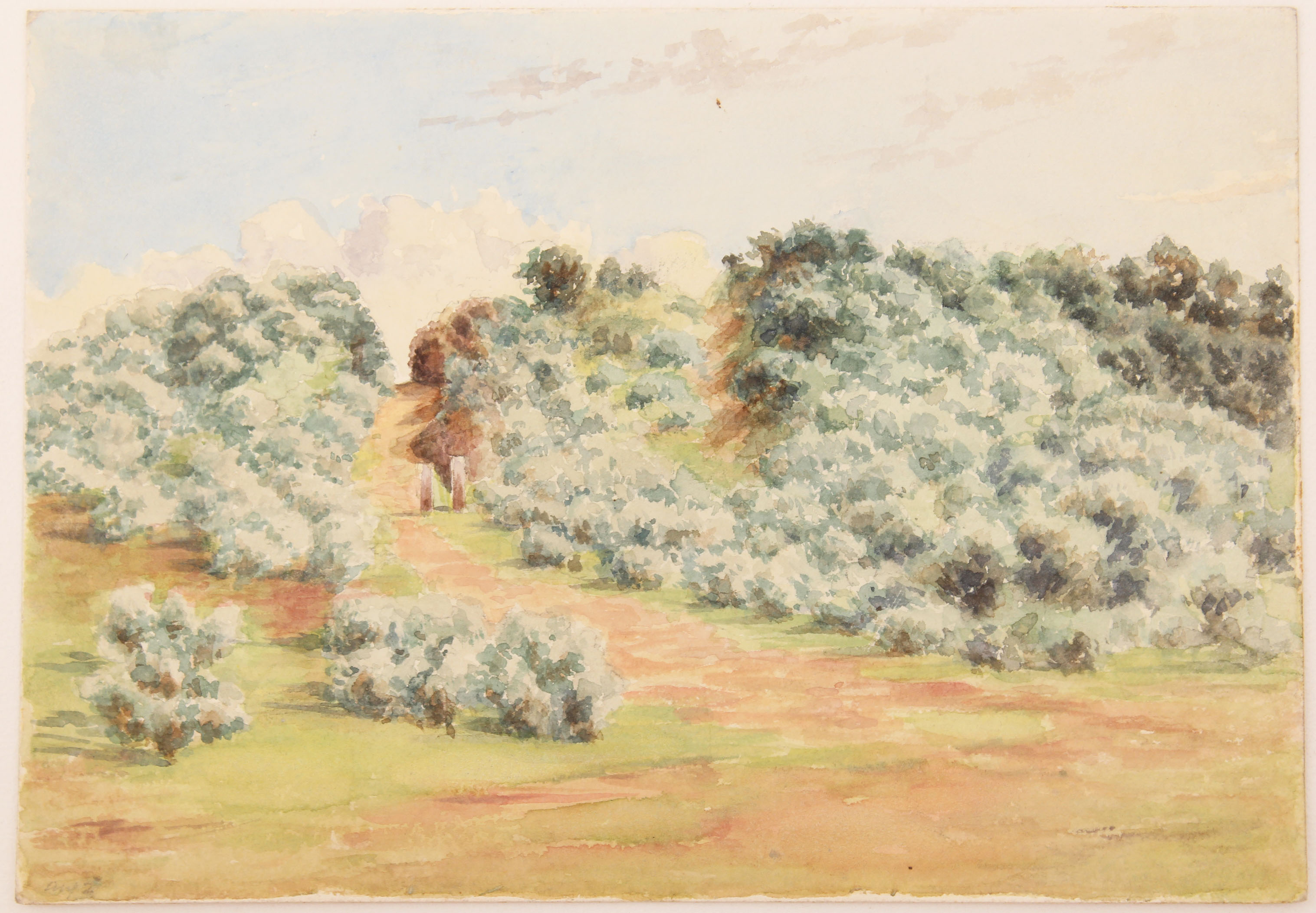 3033x2106 19th Centuru Victorian Watercolour Landscape Painting Seathorne