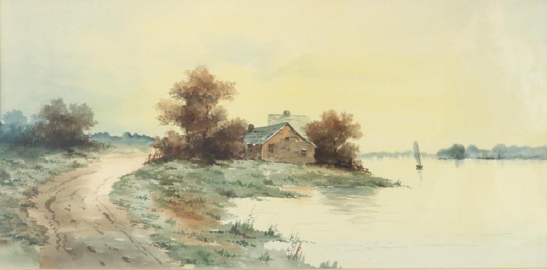 1100x544 Unsigned Victorian Era Landscape Watercolor