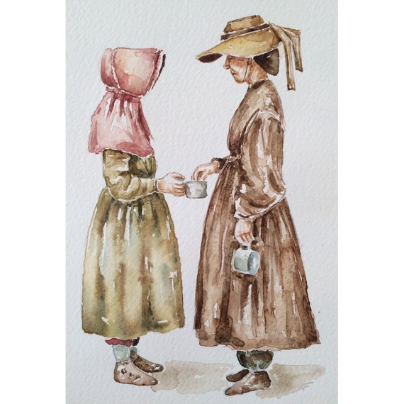 570x570 Victorian Fashion Original Watercolor Paintingwoman Etsy
