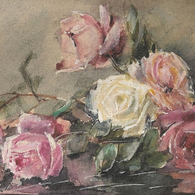 636x636 Victorian Watercolor Roses Mary Golay Our Cottage Garden