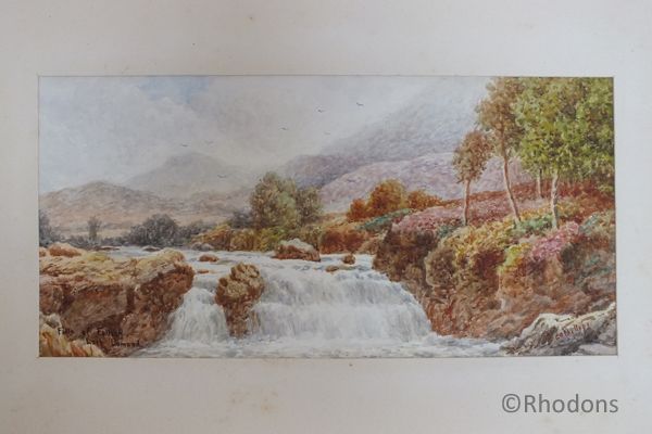 600x400 Victorian Watercolour Painting Of Falls Of Falloch Loch Lomond By